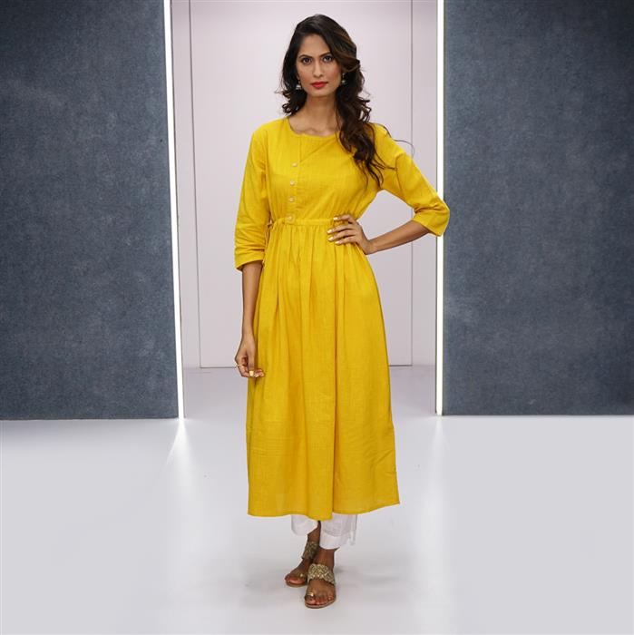 Ladies ALine Yellow Kurti Size M